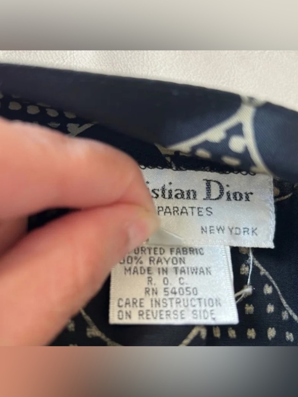 Dior Navy and White Geometric A-Line Skirt - Picture 4 of 8